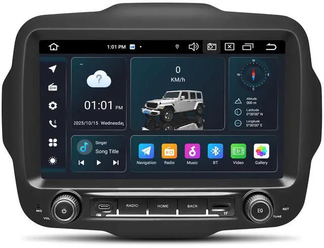 Main image of Car Radio Stereo for Jeep Renegade 2015-2023, Android 14 GPS Navigation 9" HD IPS QLED 720 * 1280P Screen Head Unit Built-in Carplay Autoplay 4G LTE Bluetooth5.0 DSP SWC 8-core 4+64GB