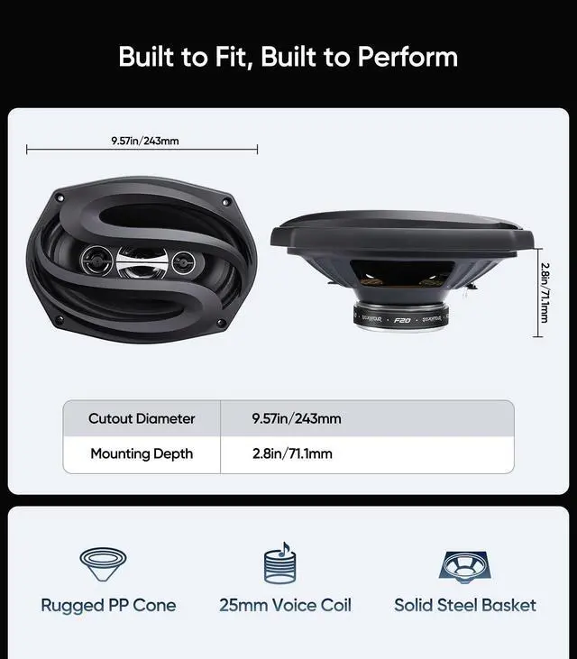 Alt view image 5 of 7 - 6X9 inch Car Audio Door Speakers (2-Pairs) for Dodge RAM 1500/2500/3500 | Car Audio Speaker Upgrade Kit for 2013-2024 Dodge Models,350 Watts Max Power,Full Range,Enhanced Sound,Adapters and Harness