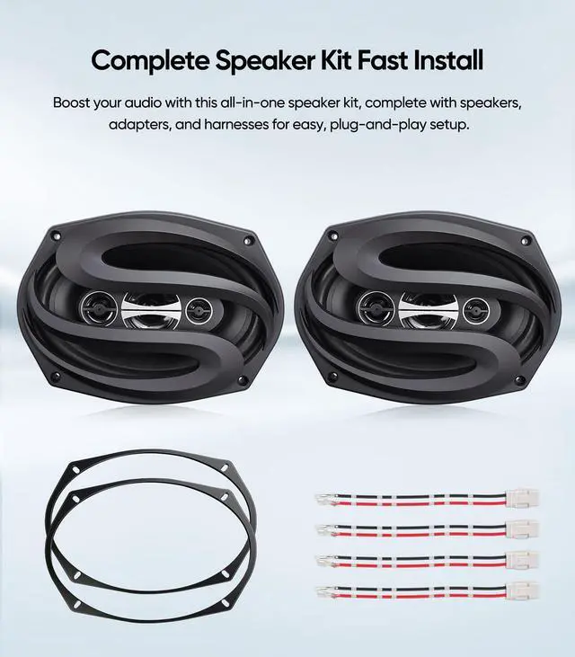 Alt view image 6 of 7 - 6X9 inch Car Audio Door Speakers (2-Pairs) for Dodge RAM 1500/2500/3500 | Car Audio Speaker Upgrade Kit for 2013-2024 Dodge Models,350 Watts Max Power,Full Range,Enhanced Sound,Adapters and Harness