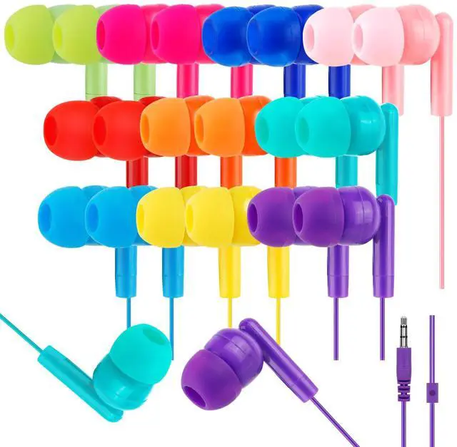 Main image of Bulk Kids Earbuds for Classroom 60 Pack,Student Wired Earphones | Earphones for School Library Computers Chromebook Laptop PC