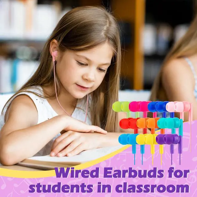 Alt view image 4 of 7 - Bulk Kids Earbuds for Classroom 60 Pack,Student Wired Earphones | Earphones for School Library Computers Chromebook Laptop PC