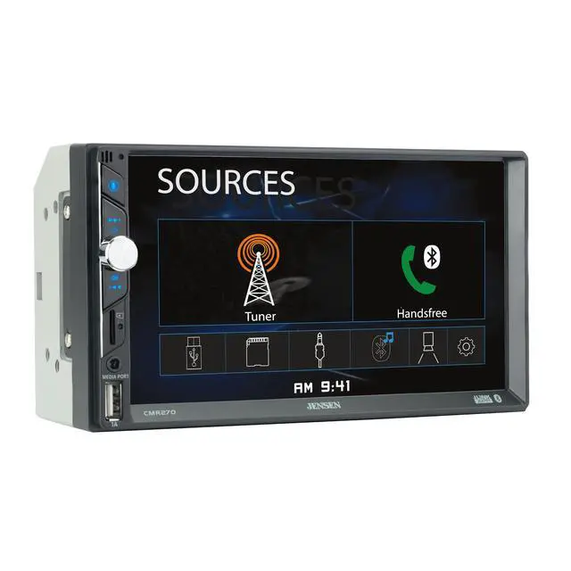 Main image of CMR270 7-Inch Touch Screen Double DIN Car Stereo, Bluetooth, USB | Backup camera input, push-to-talk assistant, Bluetooth audio, USB fast charging and microSD playback, no CD or DVD drive