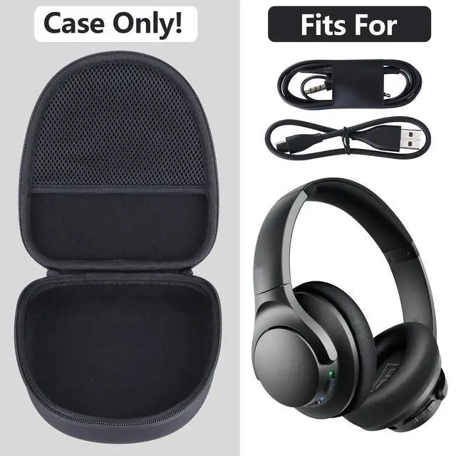 Alt view image 3 of 7 - Case for Anker Soundcore Life Q20 Q30 Q35 Q40 Q45 Q20+ Headphones | Q20i Noise Cancelling Headphones Case, Hard Shell Shockproof, Mesh Bag Orgainizer, Lightweight Travel
