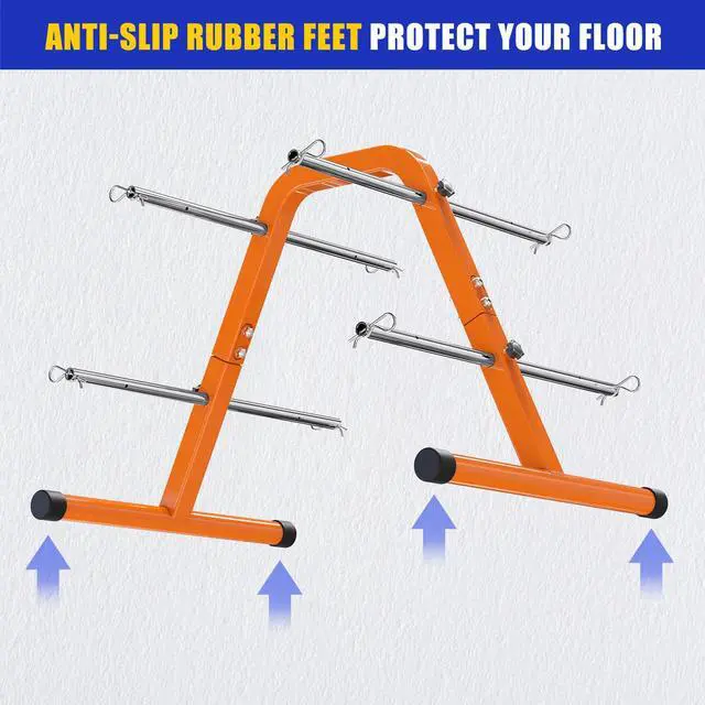 Alt view image 3 of 7 - Portable Wire Spool Rack - Heavy-Duty Steel Cable Dispenser with 4 Adjustable Rods, Spool Rack Holder for Efficient Storage & Dispensing, 8" Max Capacity, Orange