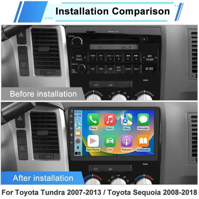 Alt view image 2 of 7 - Car Stereo Radio for Toyota Tundra 20072013 Toyota Sequoia 20082018 | 10.1 Touchscreen | 2GB+64GB | Wireless CarPlay & Android Auto | Backup Camera Included | WiFi Bluetooth | FM/AM DSP | SWC