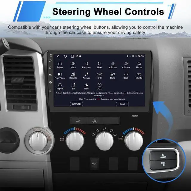 Alt view image 5 of 7 - Car Stereo Radio for Toyota Tundra 20072013 Toyota Sequoia 20082018 | 10.1 Touchscreen | 2GB+64GB | Wireless CarPlay & Android Auto | Backup Camera Included | WiFi Bluetooth | FM/AM DSP | SWC