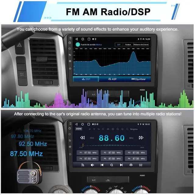Alt view image 7 of 7 - Car Stereo Radio for Toyota Tundra 20072013 Toyota Sequoia 20082018 | 10.1 Touchscreen | 2GB+64GB | Wireless CarPlay & Android Auto | Backup Camera Included | WiFi Bluetooth | FM/AM DSP | SWC