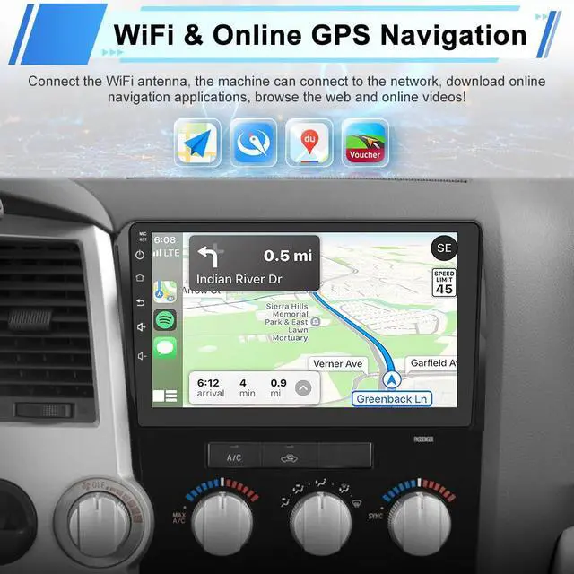 Alt view image 6 of 7 - Car Stereo Radio for Toyota Tundra 20072013 Toyota Sequoia 20082018 | 10.1 Touchscreen | 2GB+64GB | Wireless CarPlay & Android Auto | Backup Camera Included | WiFi Bluetooth | FM/AM DSP | SWC