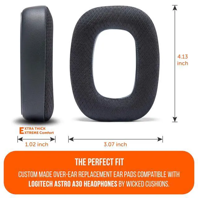 Alt view image 5 of 7 - Freeze A30 - Cooling Gel Earpads Compatible with Logitech Astro A30 Headphones by Wicked Cushions - Elevate Comfort, Durability, Thickness & Sound Isolation for Epic Gaming Sessions | Black