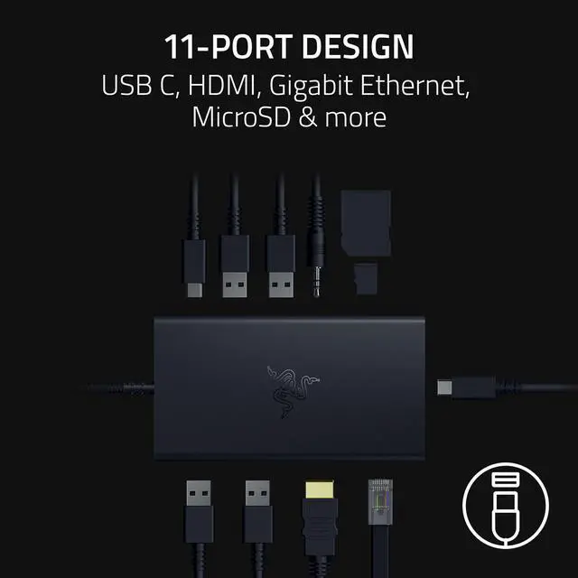 Alt view image 2 of 7 - USB-C Dock, 11-in-1 Portable Travel Hub, 85W, Black