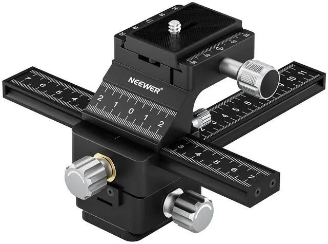 Main image of 4-Way Macro Focusing Rail Slider with Quick Release Plate, 1/4-20 Thread for Macro Photography and Close-Up Shooting, Compatible with Canon Nikon Fujifilm Sony DSLR Mirrorless Camera