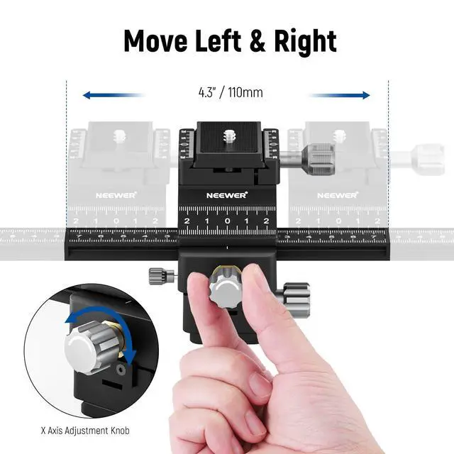 Alt view image 3 of 7 - 4-Way Macro Focusing Rail Slider with Quick Release Plate, 1/4-20 Thread for Macro Photography and Close-Up Shooting, Compatible with Canon Nikon Fujifilm Sony DSLR Mirrorless Camera