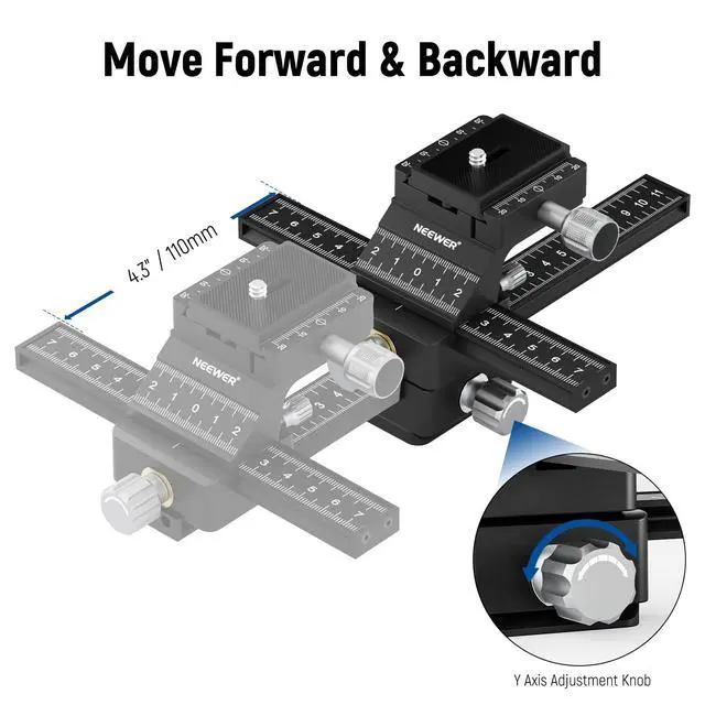 Alt view image 4 of 7 - 4-Way Macro Focusing Rail Slider with Quick Release Plate, 1/4-20 Thread for Macro Photography and Close-Up Shooting, Compatible with Canon Nikon Fujifilm Sony DSLR Mirrorless Camera