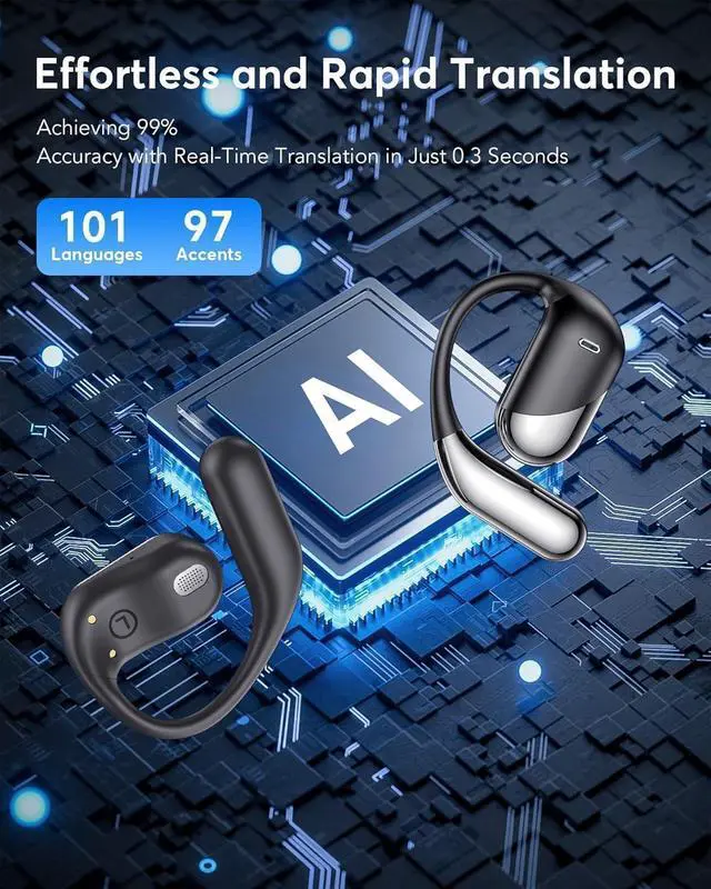 Alt view image 2 of 7 - Translation AI Earbud - 198 Real Time Languages Translator, 4 in 1 Ear Buds Audifonos Traductores Inglés Español 60H Wireless Earbuds Bluetooth Translating Headphone