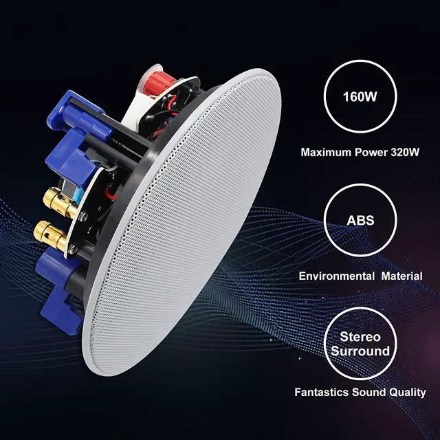 Alt view image 6 of 7 - 320 Watts 2 Way Flush Mount in Ceiling Speakers 4 Inches for Kitchen,Living Room,Office 4 Speakers