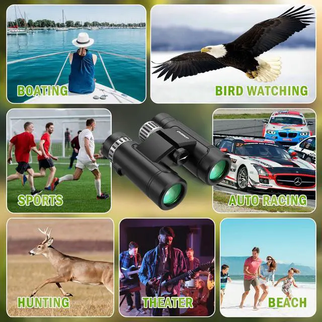 Alt view image 6 of 7 - Compact Binoculars for Adults 10x26 High Powered, Pocket Binoculars for Bird Watching, Waterproof BAK4 FMC, Lightweight One-Handed Use