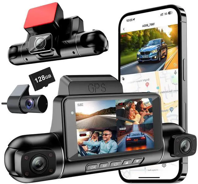 Main image of 4 Channels 360°Dash Cam,2.5K+1080P Front and Rear Camera for Cars, Built-in G-Sensor, Car Recorder with GPS and 128G Card, 24H Parking Monitor,Loop Recording, Night Vision,Support WiFi/APP Control
