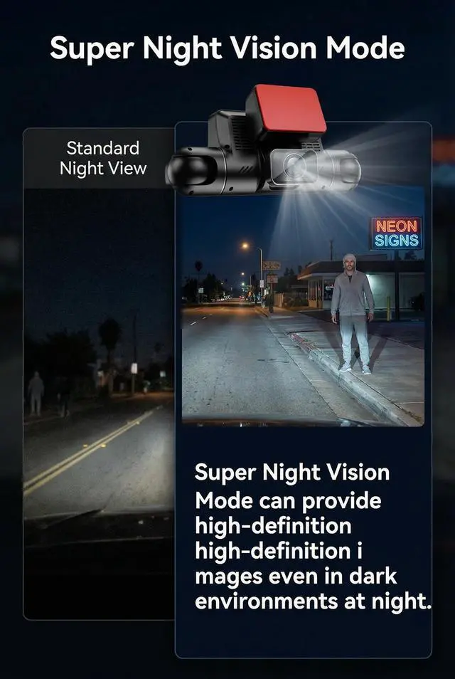 Alt view image 6 of 7 - 4 Channels 360°Dash Cam,2.5K+1080P Front and Rear Camera for Cars, Built-in G-Sensor, Car Recorder with GPS and 128G Card, 24H Parking Monitor,Loop Recording, Night Vision,Support WiFi/APP Control