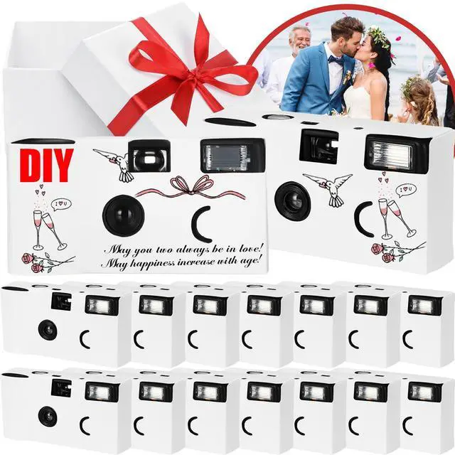 Main image of 14 Packs DIY Disposable Cameras Bulk, White Single Use Camera with 35mm Iso 400 Film Bright Flash for Weddings, Baby Showers, Birthday Parties Anniversary Events, Easy to Use, Vintage