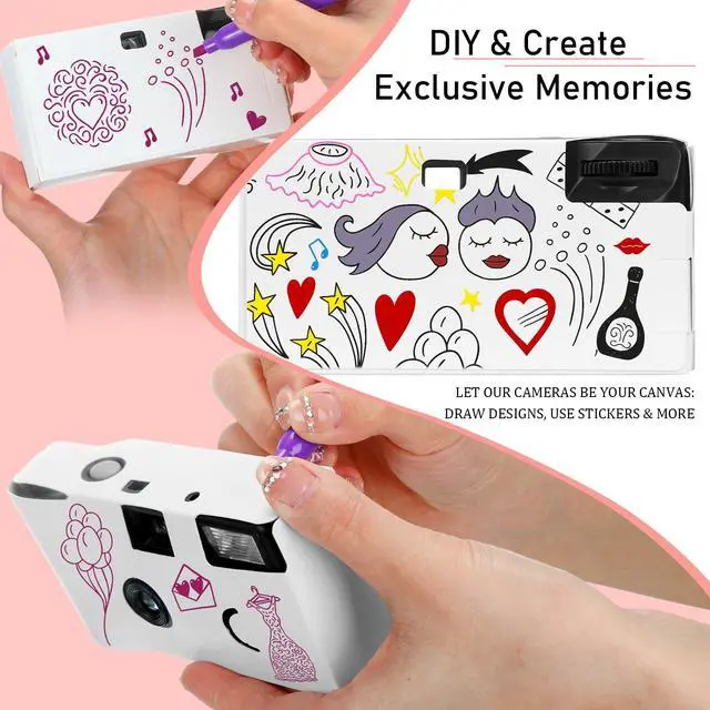 Alt view image 2 of 7 - 14 Packs DIY Disposable Cameras Bulk, White Single Use Camera with 35mm Iso 400 Film Bright Flash for Weddings, Baby Showers, Birthday Parties Anniversary Events, Easy to Use, Vintage