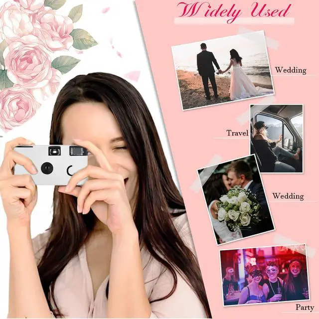 Alt view image 7 of 7 - 14 Packs DIY Disposable Cameras Bulk, White Single Use Camera with 35mm Iso 400 Film Bright Flash for Weddings, Baby Showers, Birthday Parties Anniversary Events, Easy to Use, Vintage