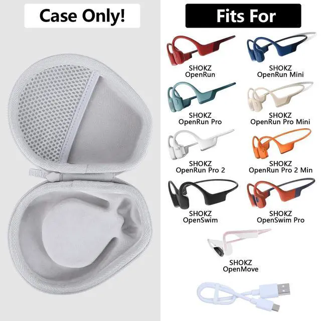 Alt view image 3 of 7 - Case for SHOKZ OpenRun Pro2/Mini/1/OpenMove/OpenSwim Headphones | Open-Ear Bone Conduction Sport Headphones Accessories, For Standard and Mini, Travel Friendly