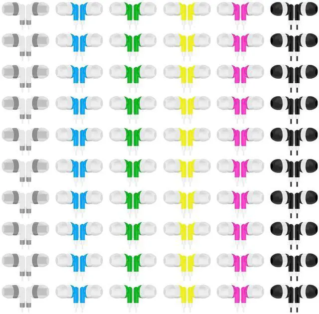 Main image of 60 Pack Earbuds Bulk Kids Classroom Headphones for School Travel or Home Use(6 Color)