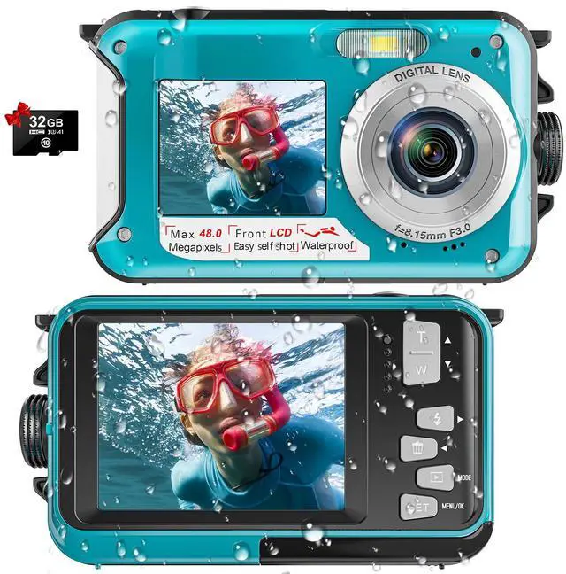 Main image of Waterproof Digital Camera Dual Screen 4K 48MP Underwater Camera with 32GB Card Waterproof Camera for Snorkeling (DV806)