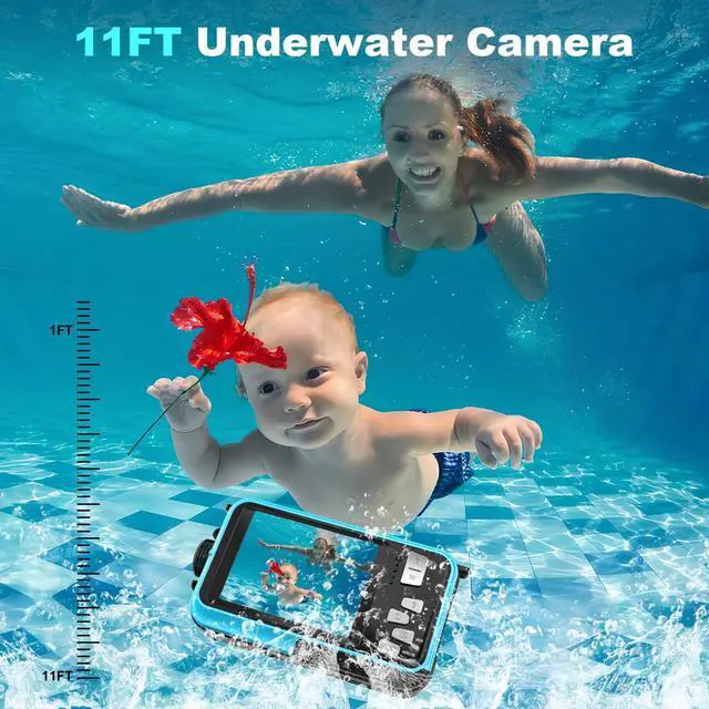 Alt view image 3 of 6 - Waterproof Digital Camera Dual Screen 4K 48MP Underwater Camera with 32GB Card Waterproof Camera for Snorkeling (DV806)