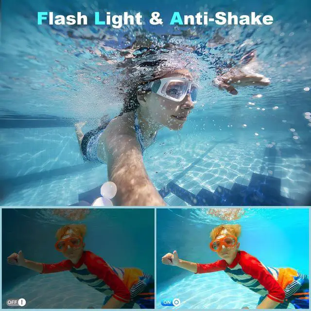 Alt view image 5 of 6 - Waterproof Digital Camera Dual Screen 4K 48MP Underwater Camera with 32GB Card Waterproof Camera for Snorkeling (DV806)