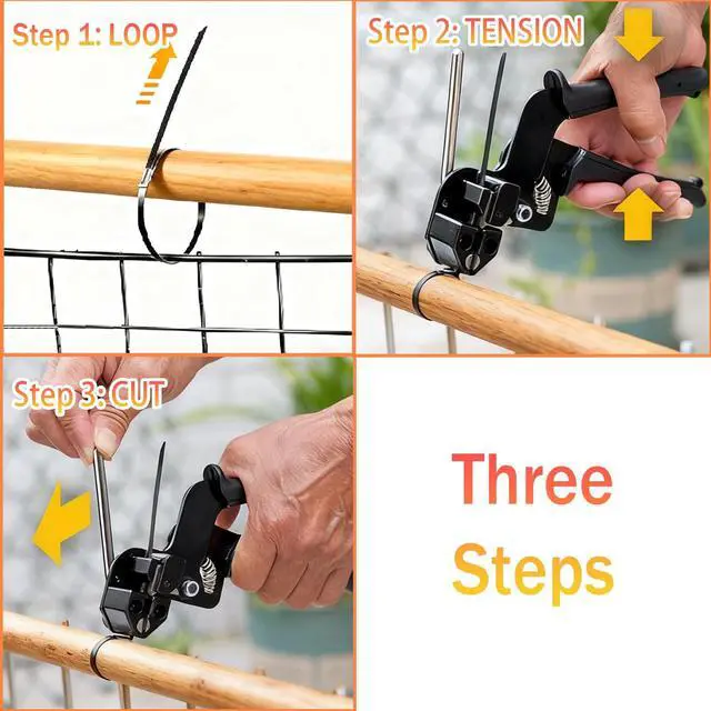 Alt view image 5 of 7 - 100PCS 11.8" Black Stainless Steel Zip Ties,Rustproof & Heat Resistant | Heavy duty 304 steel zip ties kit with tie gun,self-locking ball design,for fences, pipes,exhaust,vehicles and farms