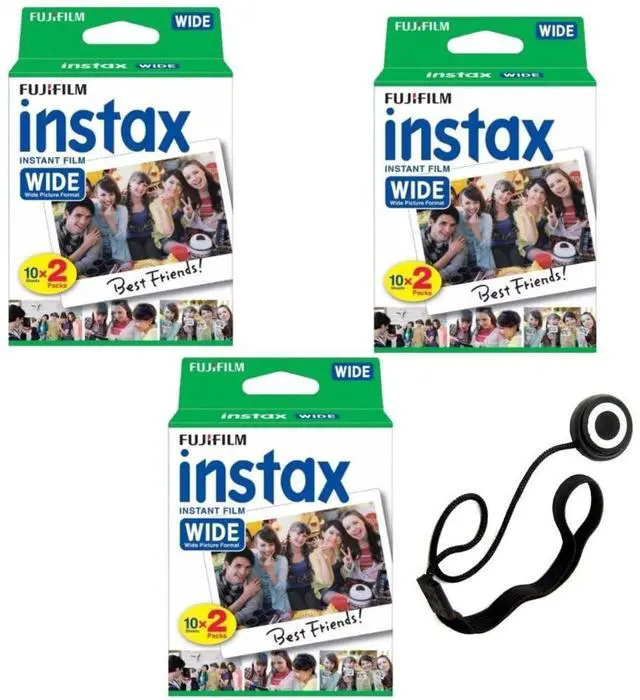 Main image of Instax Wide Instant Film with Free Bonus Cap Keeper - 3 Twin Pack (60 Sheets)