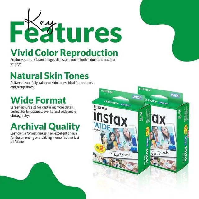 Alt view image 3 of 7 - Instax Wide Instant Film with Free Bonus Cap Keeper - 3 Twin Pack (60 Sheets)