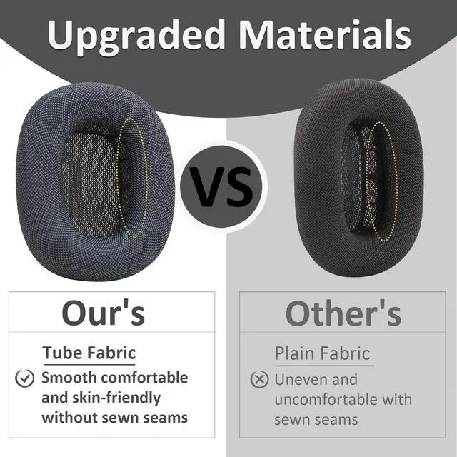 Alt view image 6 of 7 - Upgraded Silicone Ear Cushions for AirPods Max Headphones 2024, Mesh Fabric Covered Ear Pads with Silicone & Memory Foam and Magnet (Midnight)