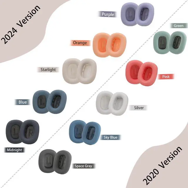 Alt view image 7 of 7 - Upgraded Silicone Ear Cushions for AirPods Max Headphones 2024, Mesh Fabric Covered Ear Pads with Silicone & Memory Foam and Magnet (Midnight)