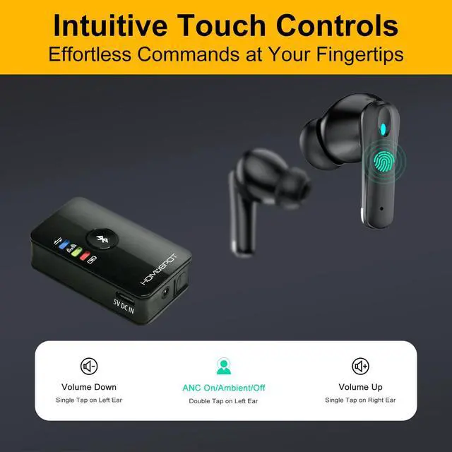 Alt view image 4 of 7 - ANC True Wireless Earbuds with Bluetooth Transmitter Set for TV Listening