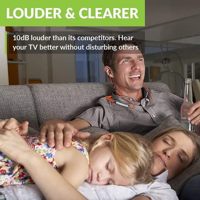 Alt view image 7 of 7 - Medley Clear Wireless Earbuds for TV with Transmitter and Dock | Clear Dialogue, Enhanced Volume, Soundbar Passthrough, 20-Hour Battery Life, and a Comfortable Neckband