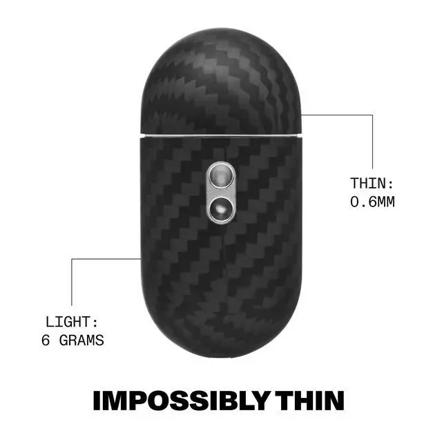 Alt view image 5 of 7 - for AirPods Pro 3 | Ultra-Thin 0.6mm Aramid Fiber Case | Lightweight 6g Hard Shell Slim Protective Cover | Wireless Charging Compatible | Matte Non-Slip Grip | Black Crosshatch