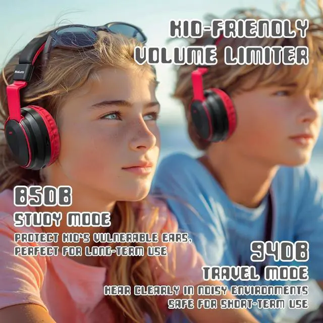 Alt view image 7 of 7 - Kids Headphones Bluetooth 5.3 Wireless Lightweight Fast Charging 68 Hours Play Time Volume Limited 85/94dB Over Ear Foldable with Built-in Mic for Toddler Boy Girl Tablet Pad Black