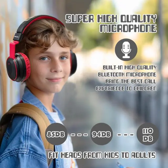 Alt view image 6 of 7 - Kids Headphones Bluetooth 5.3 Wireless Lightweight Fast Charging 68 Hours Play Time Volume Limited 85/94dB Over Ear Foldable with Built-in Mic for Toddler Boy Girl Tablet Pad Black