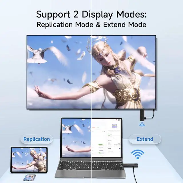 Alt view image 7 of 7 - Phone/Tablet Wireless Mirroring-HDMI Transmitter and Receiver 328FT/100M, 5.8G/2.4G Display Adapter Dongle for PC/Laptop/Phone/Tablet to TV/Projector, 4K Input 1080P Output USB HDMI Extender