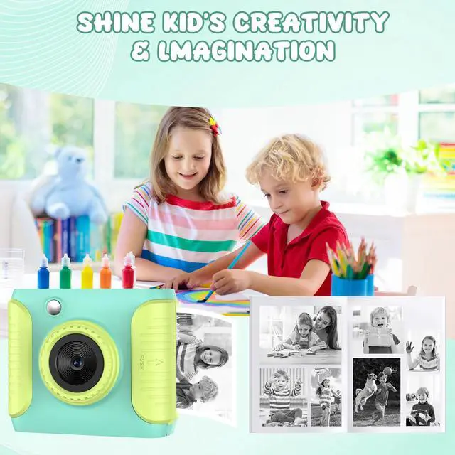 Alt view image 7 of 7 - Instant Print Camera for Kids,2.4 Inch Screen Kids Instant Cameras, Christmas Birthday Gifts for Girls Age 3-12,Portable Toddler Toy for 3 4 5 6 7 8 9 10 11Year Old Girls Boys Green