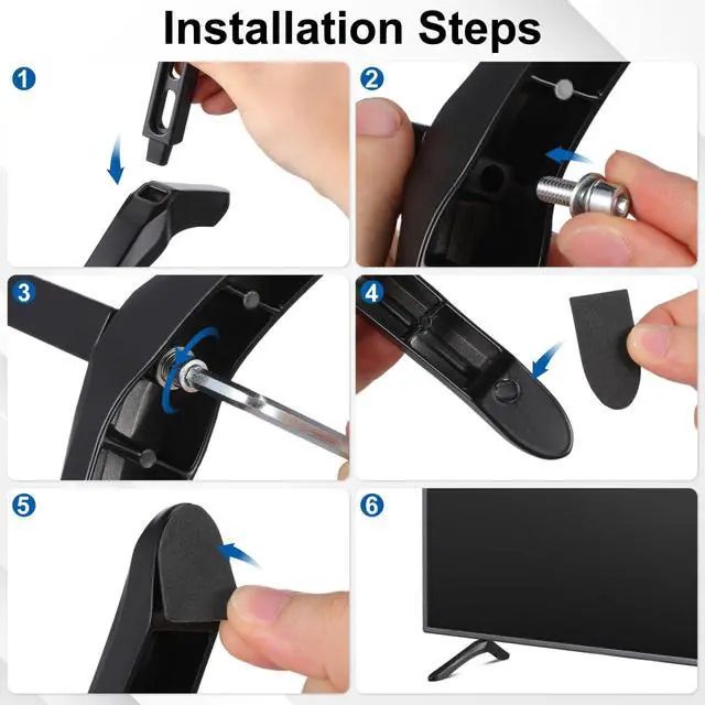 Alt view image 3 of 7 - Universal TV Stand Bracket for 32-65 Inch Flat Screen TV Stable Triangle Base TV Support Stand Tabletop Holder for Living Room Bedroom Use TV Replacement Legs