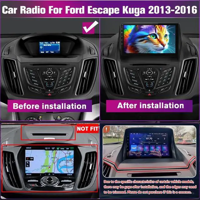 Alt view image 2 of 7 - Car Radio Stereo Upgrade for Ford Escape Kuga 2013-2016, Android Head Unit with 9 Inch Touch Screen/Backup Camera/Wireless CarPlay & Android Auto/Mirroring/WiFi/Bluetooth/SWC