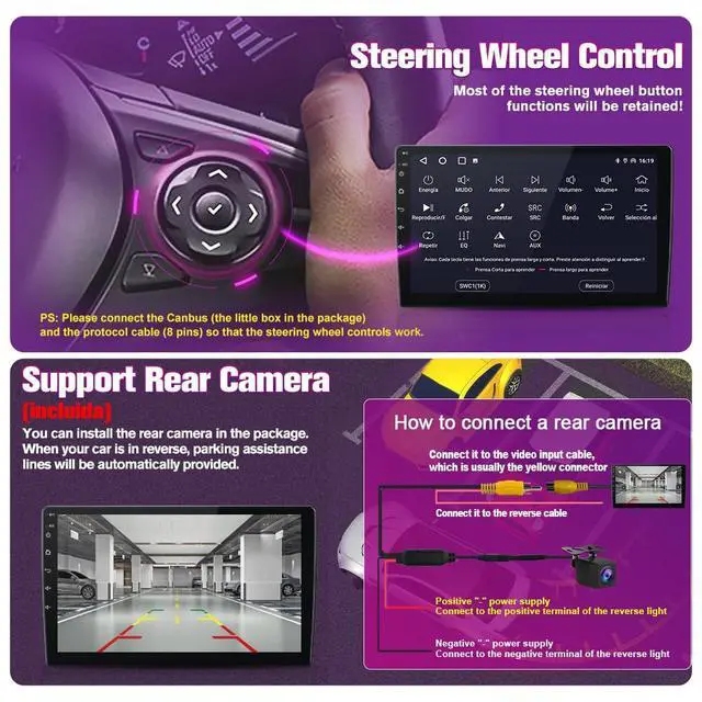 Alt view image 7 of 7 - Car Radio Stereo Upgrade for Ford Escape Kuga 2013-2016, Android Head Unit with 9 Inch Touch Screen/Backup Camera/Wireless CarPlay & Android Auto/Mirroring/WiFi/Bluetooth/SWC