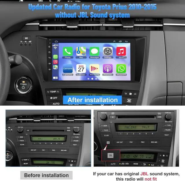Alt view image 2 of 7 - (4G RAM+64G ROM) Car Radio for Toyota Prius 2010-2015,9 Inch Prius Stereo Support Carplay/Android Auto,GPS Navigation& Bluetooth,Backup Camera & SWC