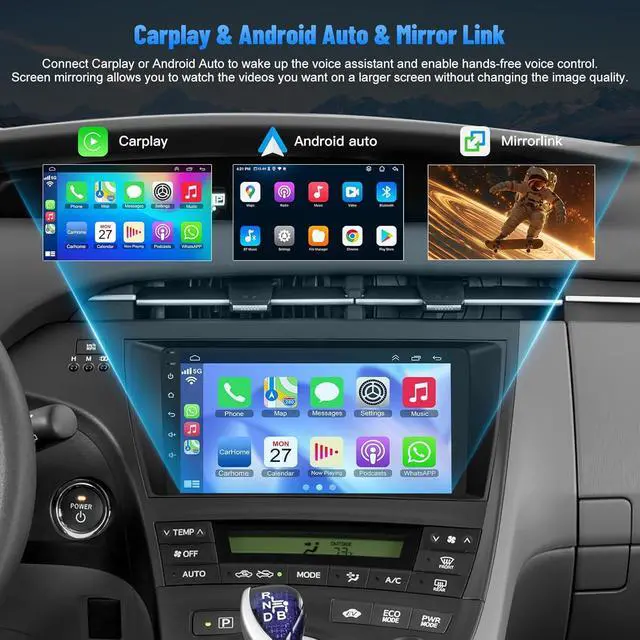 Alt view image 3 of 7 - (4G RAM+64G ROM) Car Radio for Toyota Prius 2010-2015,9 Inch Prius Stereo Support Carplay/Android Auto,GPS Navigation& Bluetooth,Backup Camera & SWC