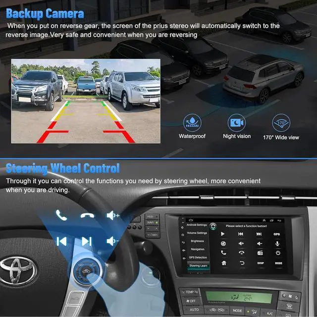 Alt view image 5 of 7 - (4G RAM+64G ROM) Car Radio for Toyota Prius 2010-2015,9 Inch Prius Stereo Support Carplay/Android Auto,GPS Navigation& Bluetooth,Backup Camera & SWC