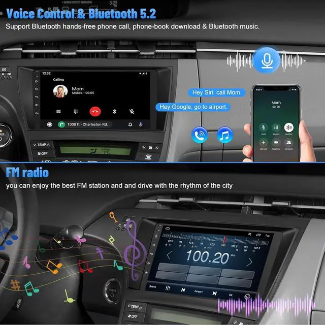 Alt view image 6 of 7 - (4G RAM+64G ROM) Car Radio for Toyota Prius 2010-2015,9 Inch Prius Stereo Support Carplay/Android Auto,GPS Navigation& Bluetooth,Backup Camera & SWC