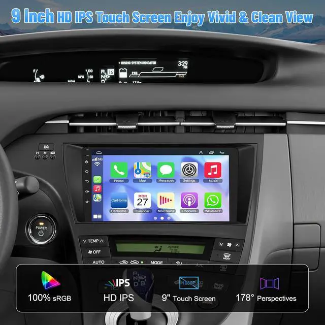 Alt view image 7 of 7 - (4G RAM+64G ROM) Car Radio for Toyota Prius 2010-2015,9 Inch Prius Stereo Support Carplay/Android Auto,GPS Navigation& Bluetooth,Backup Camera & SWC